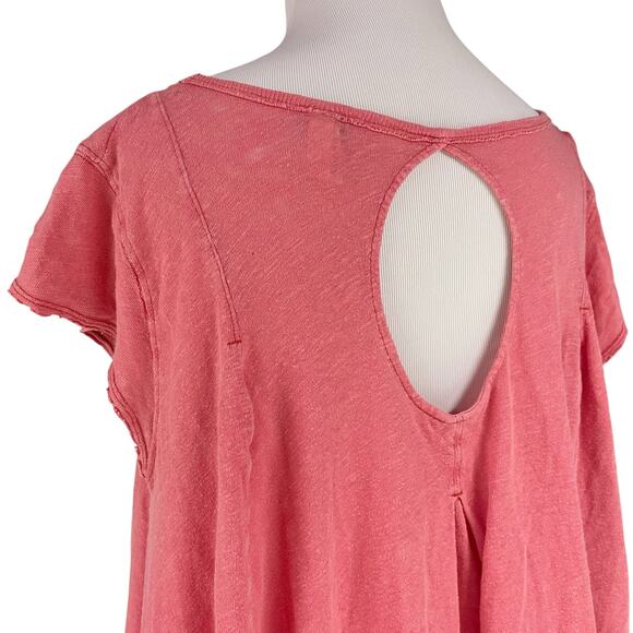 WE THE FREE Sylvia Oversized Worn-In Linen Swing Tee w/ Bleach Spots Size XS - Picture 5 of 8